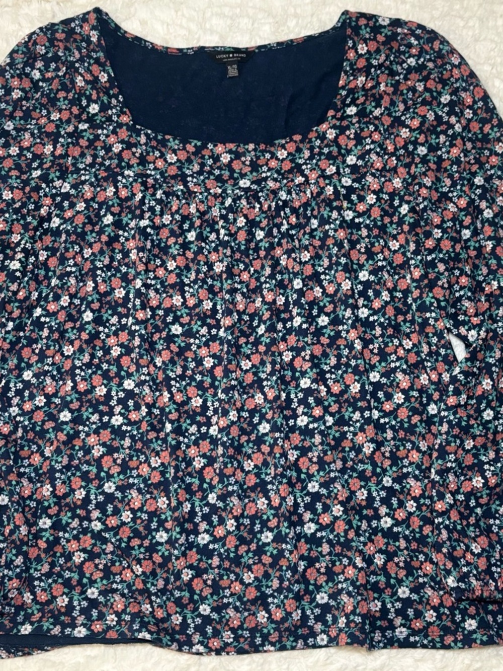 Lucky Brand Navy Floral Blouse with Flowers